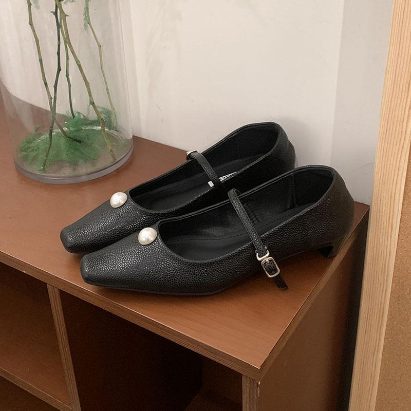 

Модные женские туфли-лодочки с ремешком и пряжкой, женская обувь на каблуке, 2025, новая весенне-осенняя модная обувь, женские туфли Мэри Джейн на низком каблуке 35 чёрный
