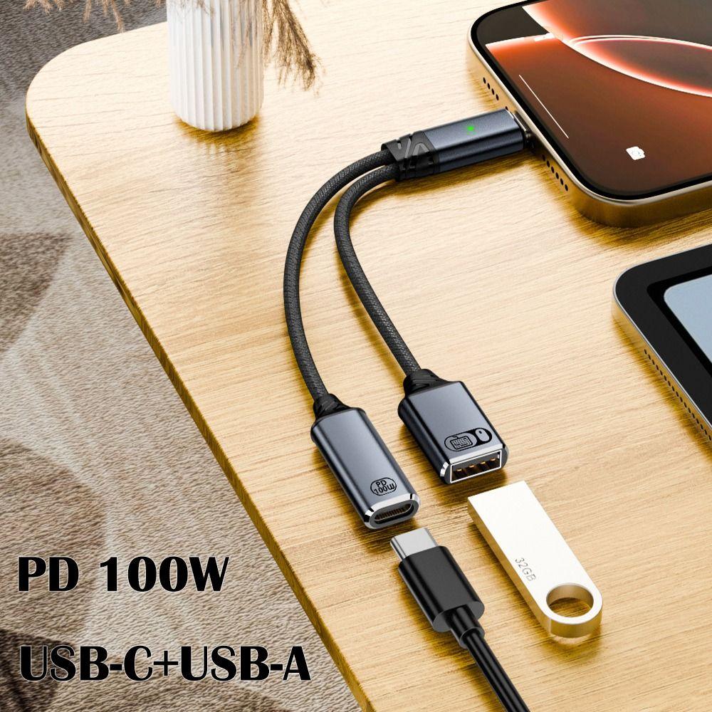 2 in 1 USB Headphone Converter PD 100W Y Cable NEW Type C Splitter  Keyboard Mouse