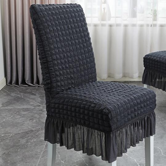 

Эластичный чехол для обеденного стула, бытовая одежда, кружевная юбка, подол, простой и утолщенный чехол для стула, чехол для стула с пузырчатой пленкой One size fits all