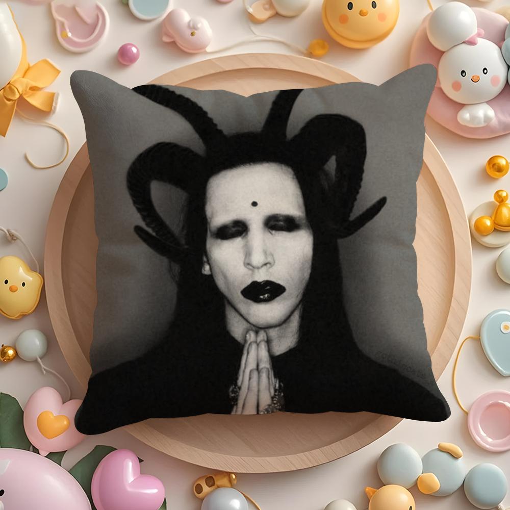M-Marilyn M-Manson Cushion Cover Short Plush Double-Sided Printing Home Machine Washable In Warm Winter Pillow Case