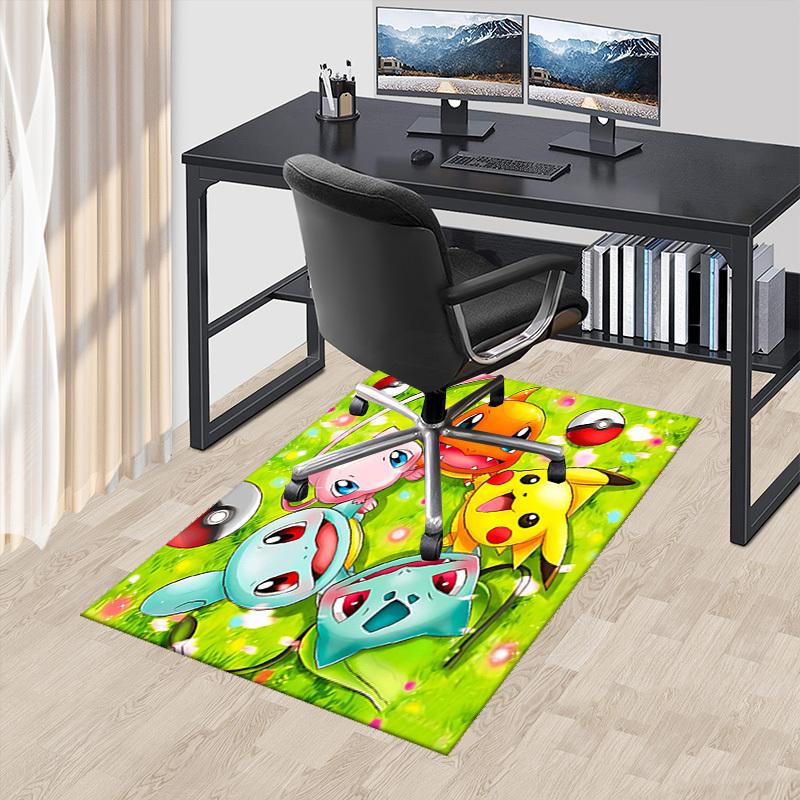 

1pc Pikachu, Charmander, Squirtle & Bulbasaur Pokémon Chair Mat - Anime Cartoon Design Office Desk Pad - Non-Slip Carpet for Home Decor, Gaming Room, 60cm by 90cm