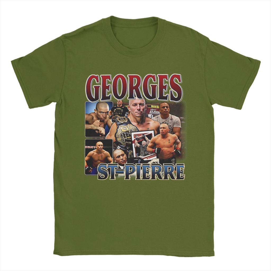 Georges St Pierre T-Shirts für Herren Baumwolle Neuheit T-Shirt Rundhals T-Shirt Kurzarm Oberteile Grafisch Bedruckt