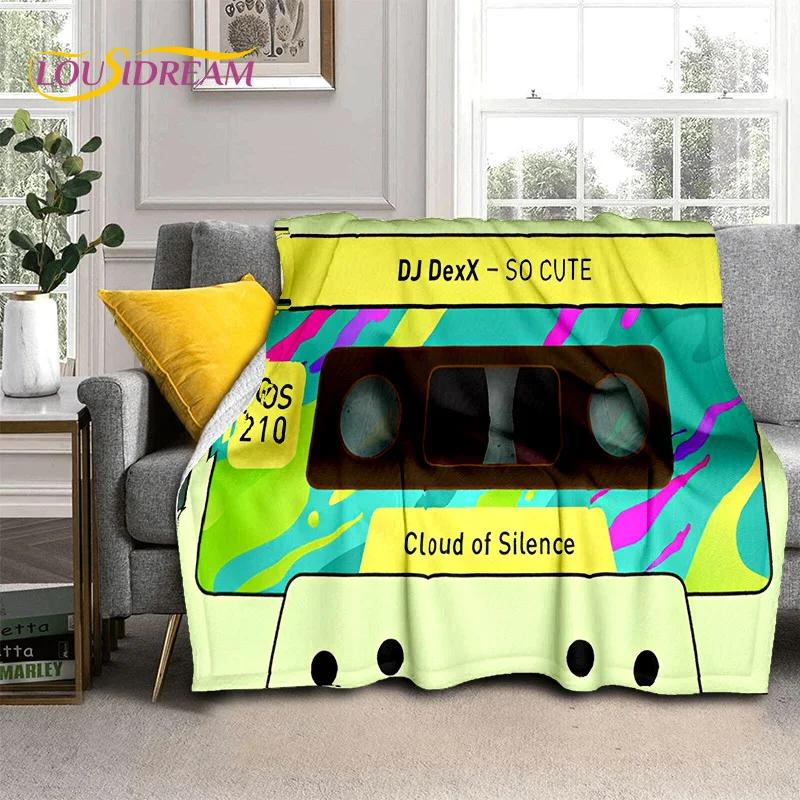 Padrão de Fita Cassete de Música Retrô Manta 3D, Manta Macia para Casa Quarto Cama Sofá Piquenique Viagem Escritório Cobertura Manta Criança