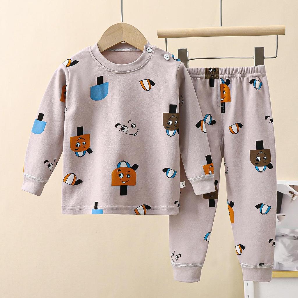 Kids' Pure Cotton Underwear & Homewear Set - Boys & Girls Autumn Cartoon Clothes & Trousers