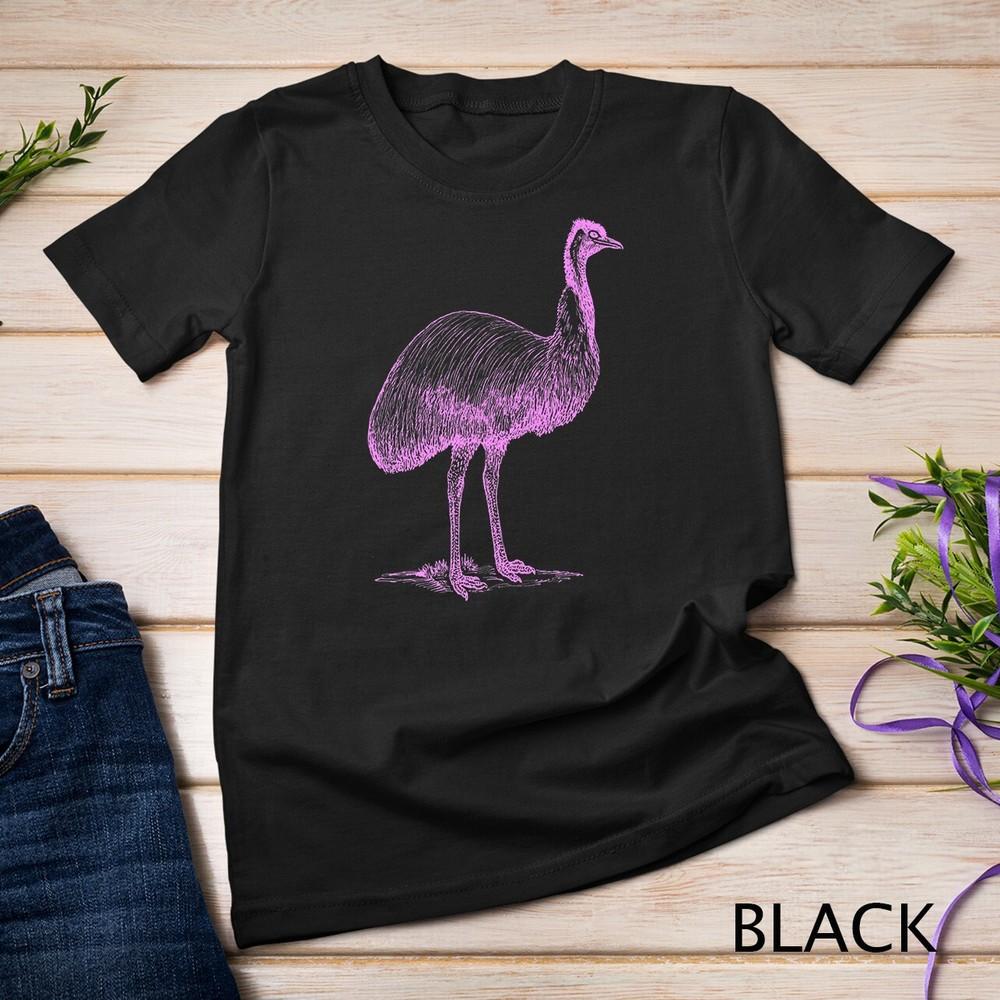 Fun Pink Vintage Emu Graphic T-Shirt Hipster Emu Bird Unisex T-shirt XL