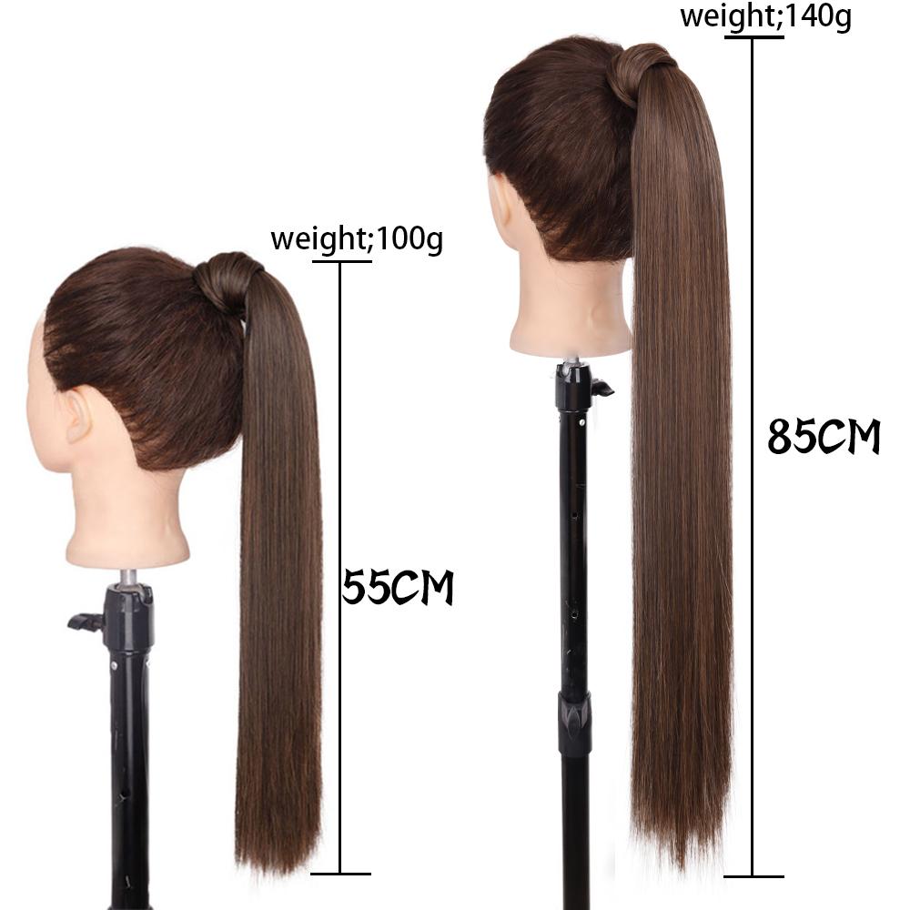 MISS WIG Women Synthetic Long Straight Ponytail Extensions Heat Resistant Hair 22 and 34 Inch Wrap Around Pony Hairpiece for Women