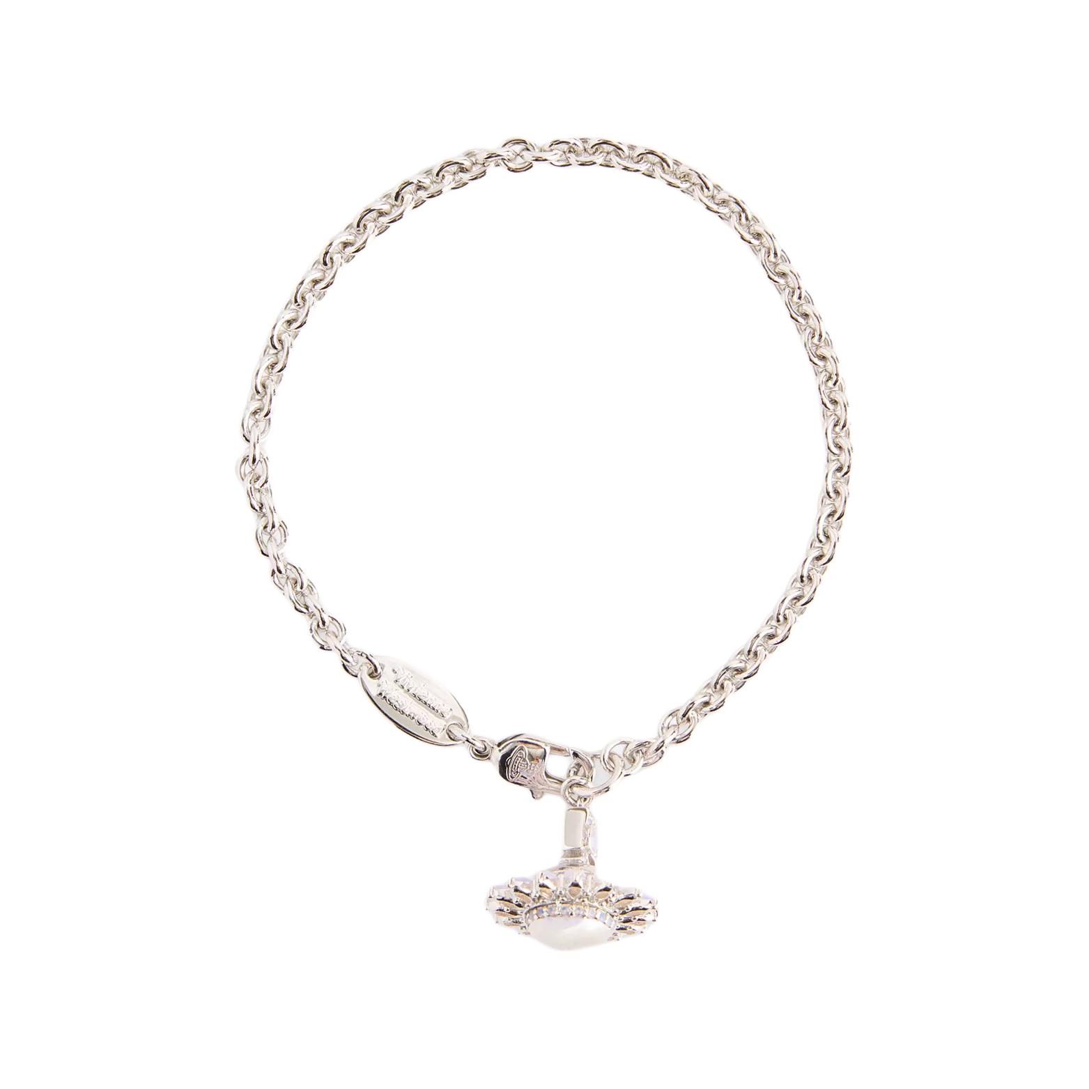Vivienne Westwood Jordana Saturn 3D Petal Pink Diamond Pendant Bracelet Women bracelet Silver 80457382 Basic Packaging-Dust Bag+Box