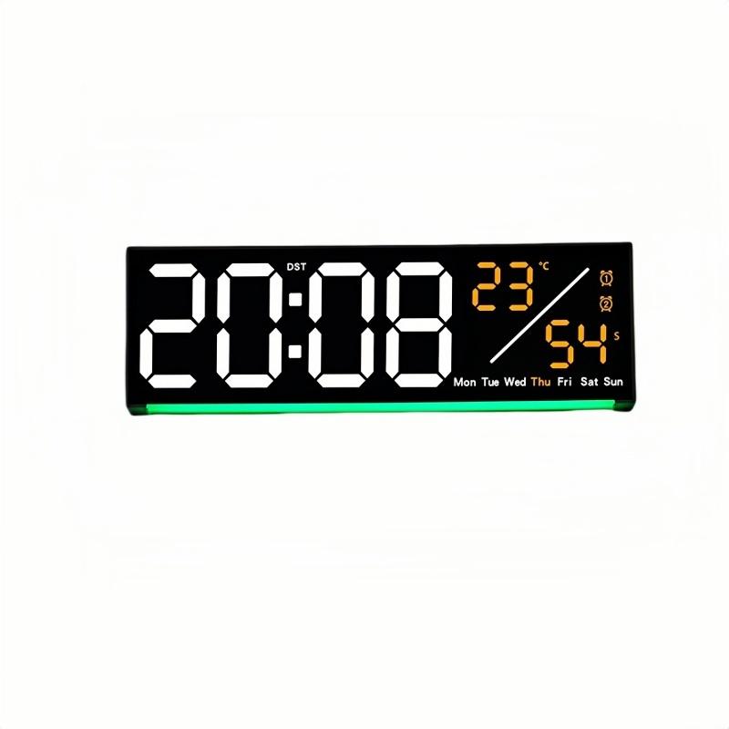 Large Digital Wall Clock with Mood Light TEMP Date Week 2 Alarm Auto Dimming Count-up Countdown Table Clock 12/24H DST LED Clock