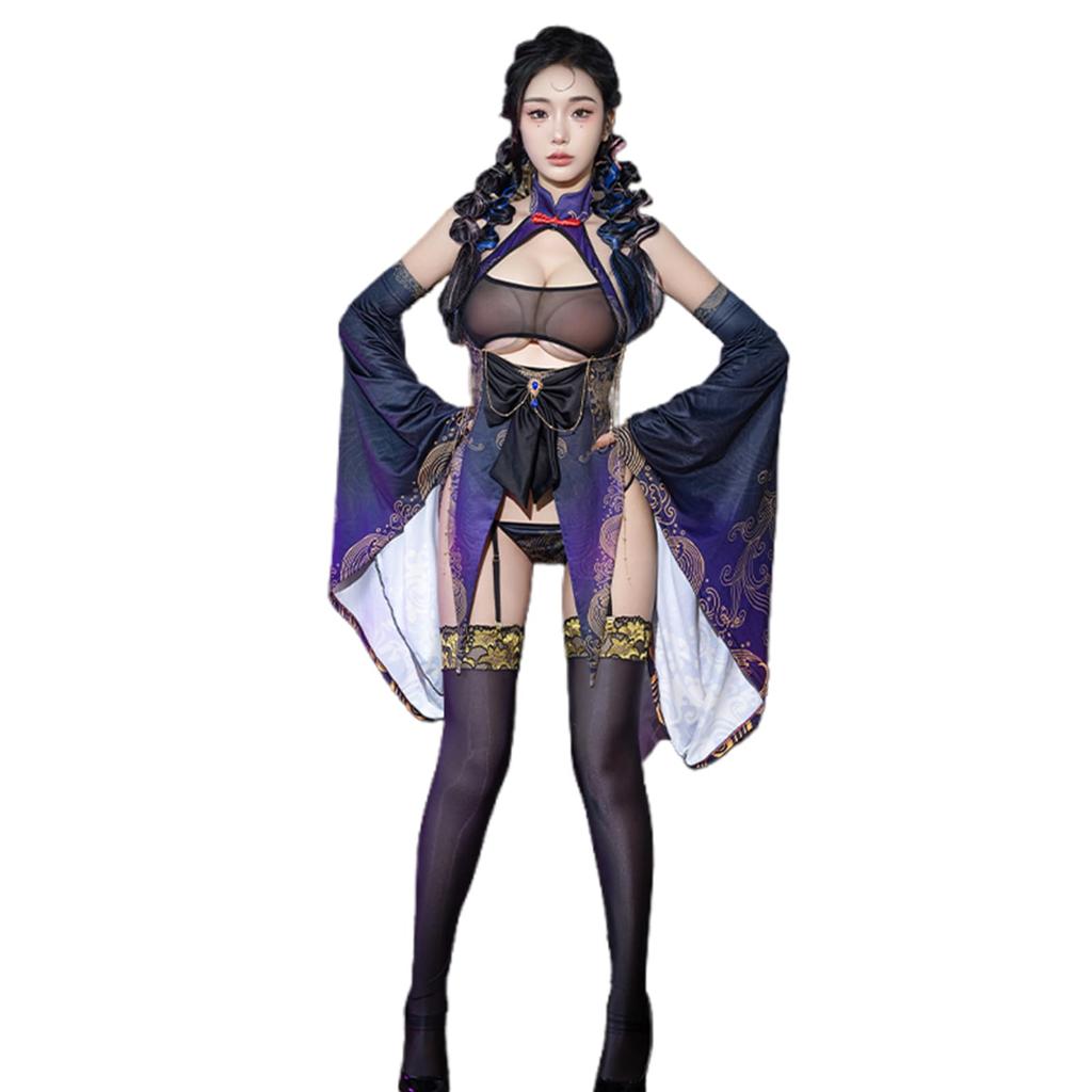 Kyonshi Cosplay Sexy Lingerie Little Devil One Blue of Tops 2 Sleeves Stockings Garter Belt [SENMHS] Costume, Style, Style, Zombie, Horror, Party,