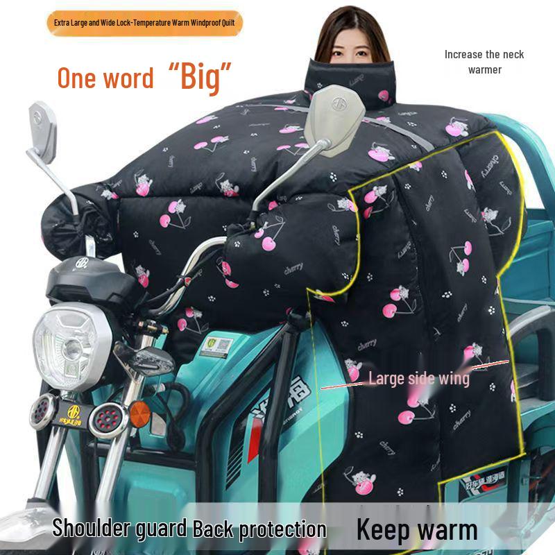 Bardzo gruby aksamitny zimowy ekran na przednią szybę: Wodoodporny/Wiatroodporny na rowery elektryczne i trójkołowe