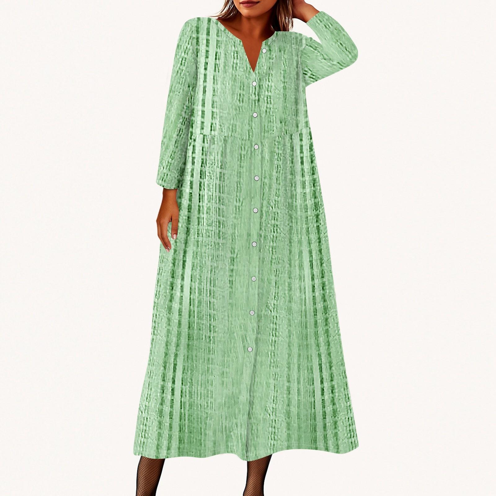 

Женское модное платье-рубашка свободного кроя с принтом, круглым вырезом и рукавами семь четвертей на пуговицах M