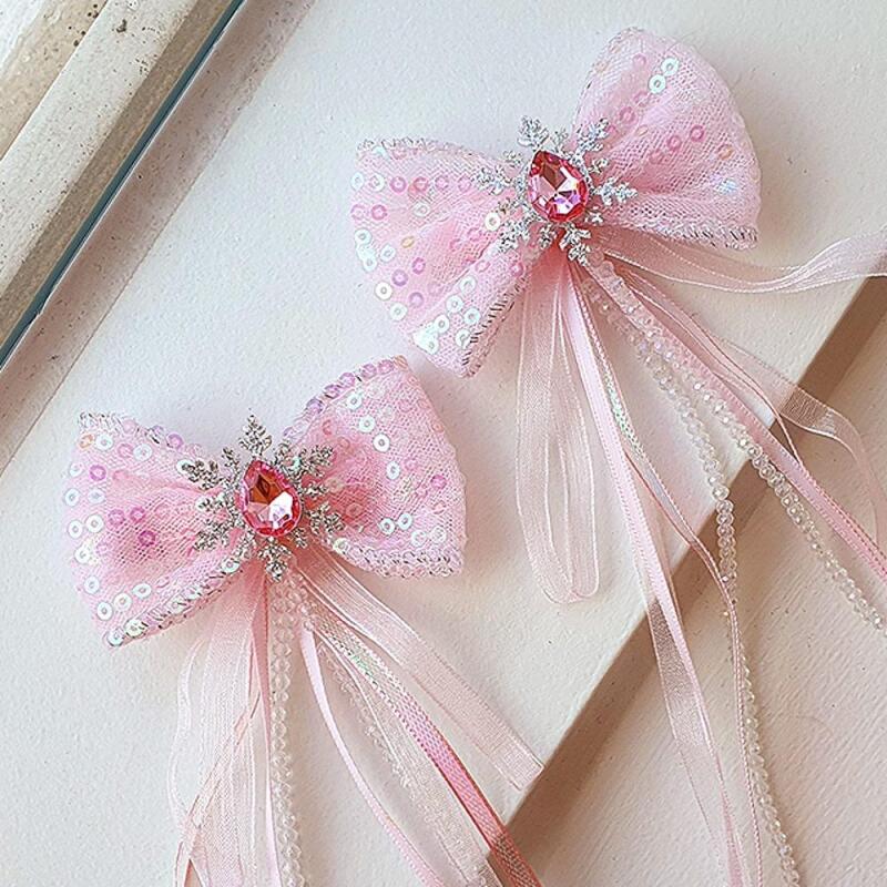 Women s Lovely Princess Pin Pink Ribbon Hairpin A29608_Pink