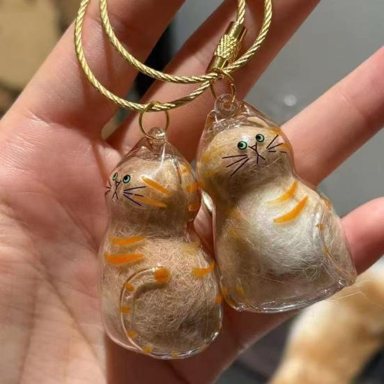 Cat Hair Storage Bottle for Collecting Cat And Dog Hair Transparent Pet Fur Keepsake Keychain with Tweezer Pet Memorial Gift