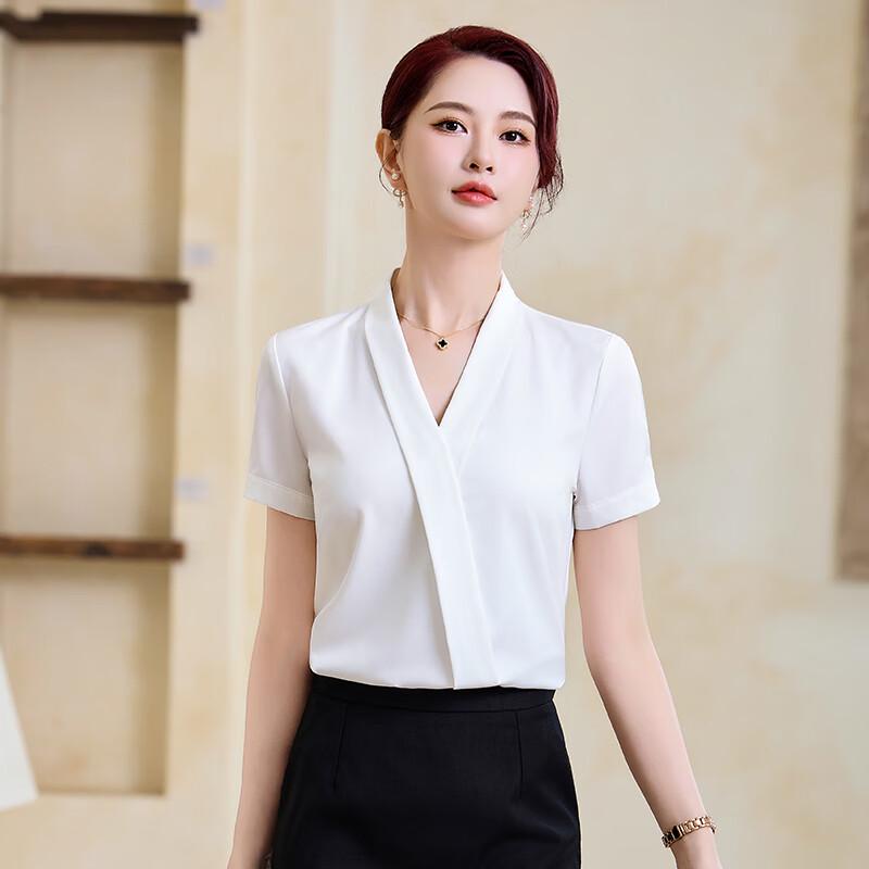 TELUOMAN Women s V-Neck Short Sleeve Blouse 2XL