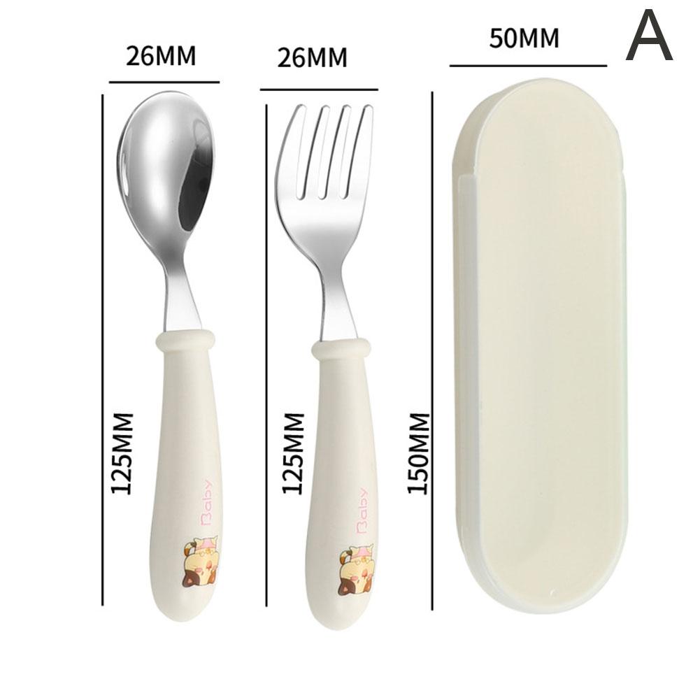 Cartoon 304 Steel Children's Spoon Fork Baby Baby Feeding Spoon Set Eating Training P H2L1