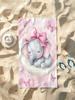 1pc Elephant Pink Bow Moon Beach Towel, Quick Dry, Ideal for Beach Camping Swimming Diving Surfing Travel, Perfect Easter Summer