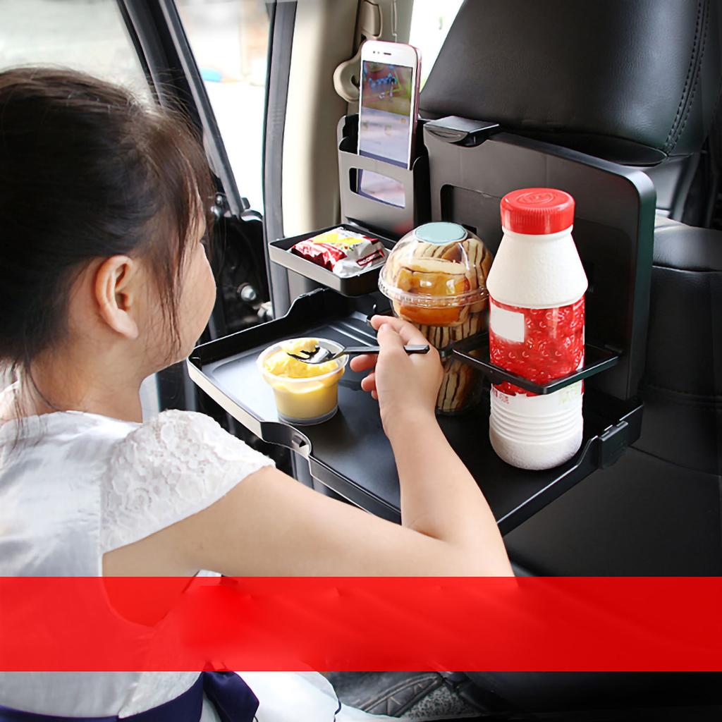 Car Folding Food Table Car Dining Table Saving Organizer Multifunctional Shelving for Car Black