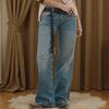 Retro Slim-Fit Wide-Leg Women's Denim Pants