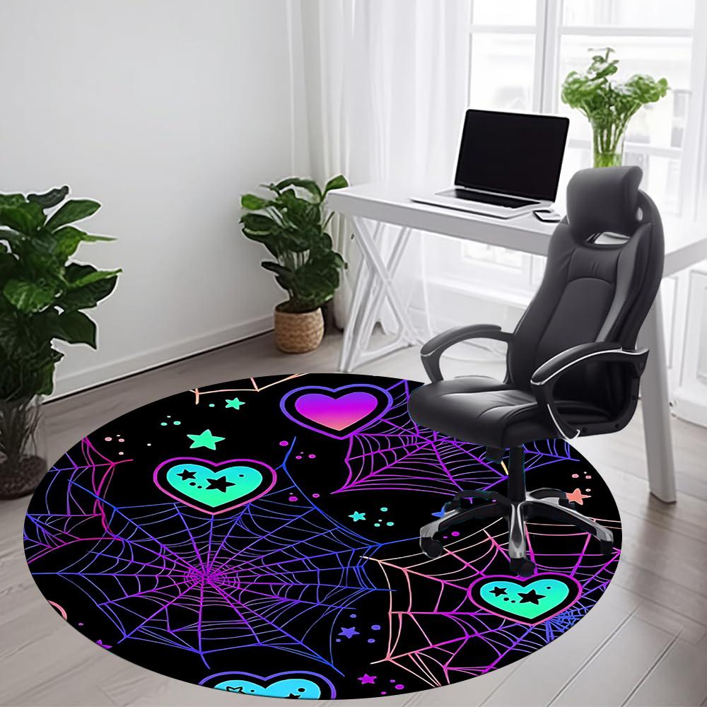 1pc Spider Web Hearts Office Round Area Rug, Indoor Mat Suitable ForOffice, Under Office Chairs Bedroom Living Room Home Decor, Room Decot106