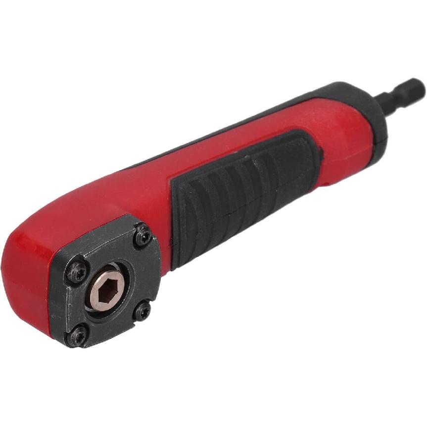90 Degree Impact Driver Drill Adapter, Multifunctional Red Shockwave Right Angle Adapter Convenient Rubber Handle for Drilling
