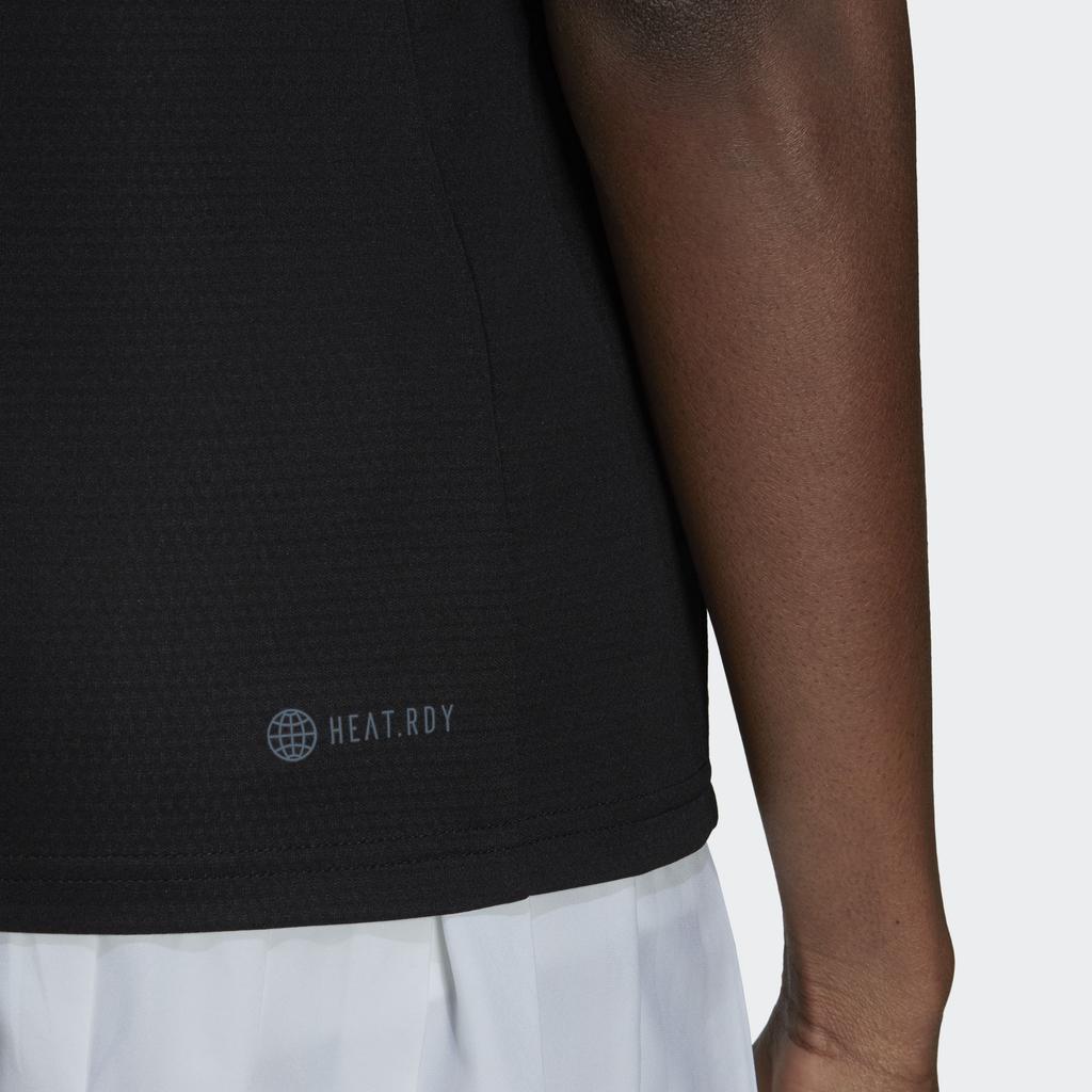 Adidas Solid Color Logo Polo Shirt Women Tops Black HI5687