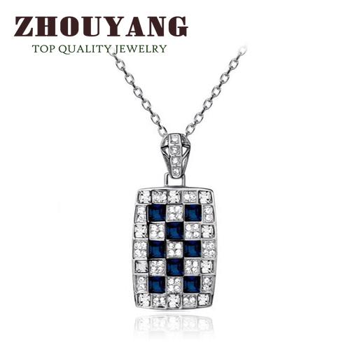 

ZHOUYANG Top Quality Necklace Rose Gold Color Fashion Pendant Jewelry Made with Austria Crystal ZYN013 ZYN012 MULTI