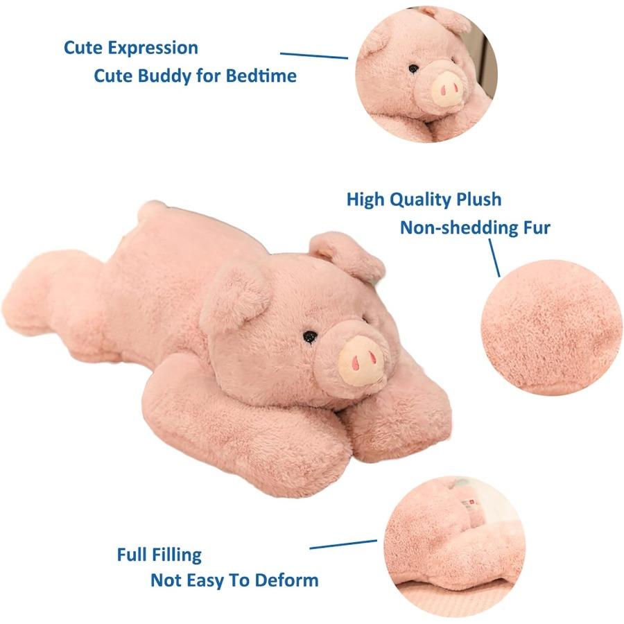 Weighted Stuffed Animal 3.3 Lbs Plush Pig Toy Designed for 19.6 Inch Gentle Throw Pillow Present In Pink Calming Sensory Stress Relief