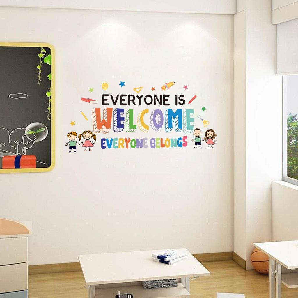 Colorful English Phrase Motivational Wall Stickers for Kids Bedroom Classroom Background Decoration