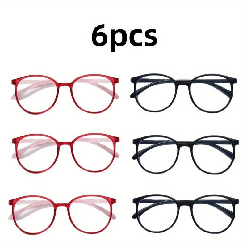 6pcs Round Frame Fashionable Decorativereading Glasses Anti Blue Light Reading Glasses Unisex