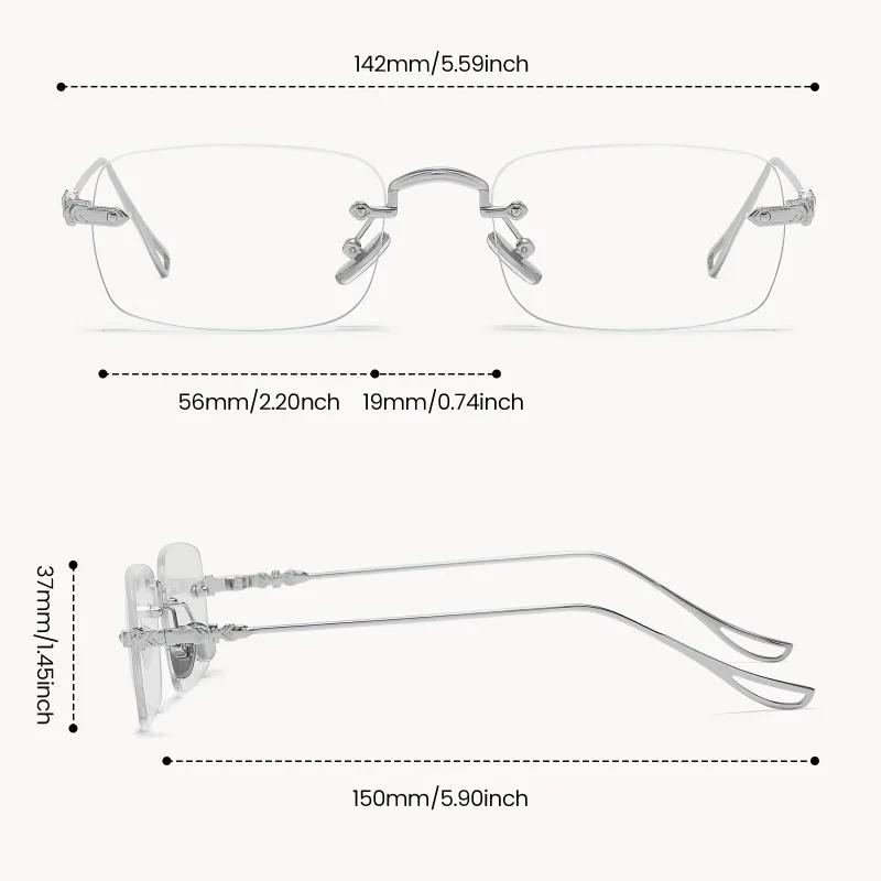 5PCS Rimless Reading Glasses for Women Men Small Square Frame Reading Glasses Anti Radiation with Grade +1.0 To +4.0