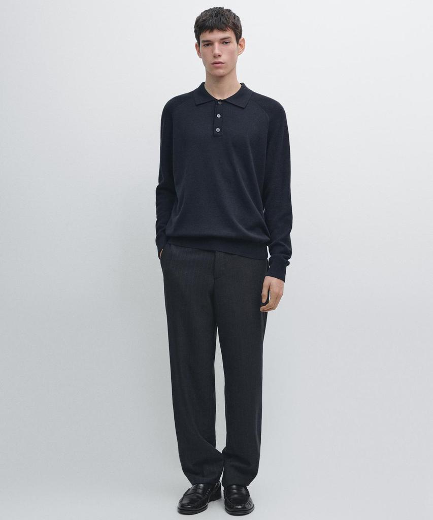 Masimodutti Cotton Blend Knit Polo Sweater