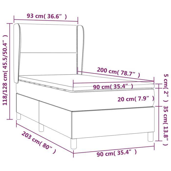 3129133 vidaXL Lit à sommier tapissier avec matelas Bleu foncé 90x200 cm