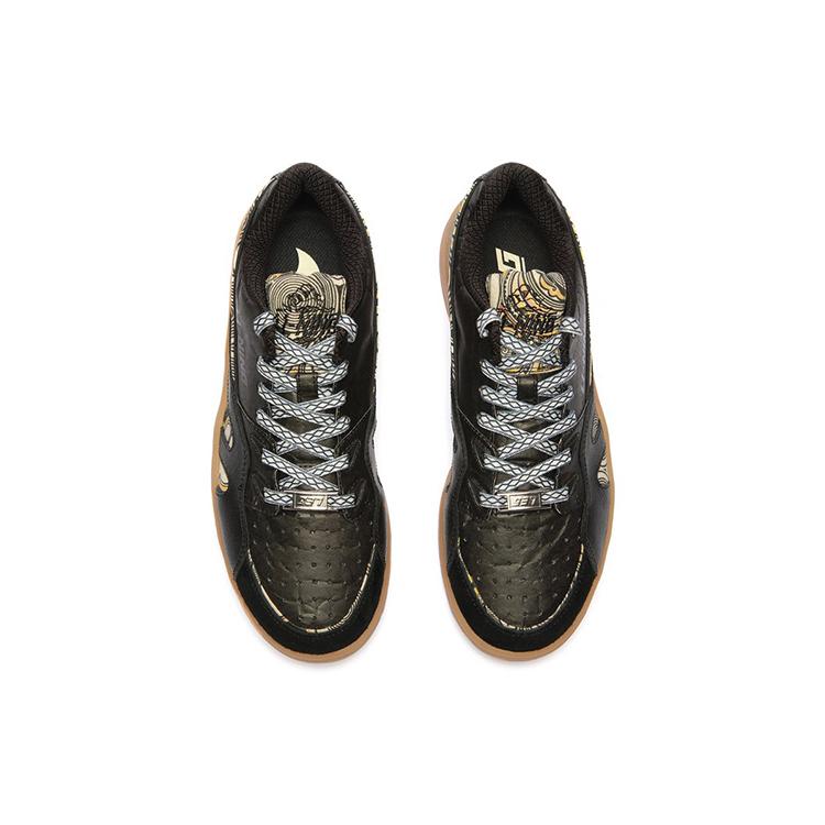 Li Ning Deluxe Low Leather Slip Resistant, Abrasion Resistant, Lightweight Low top Skateboard Shoes Women's Black AZGS046-3