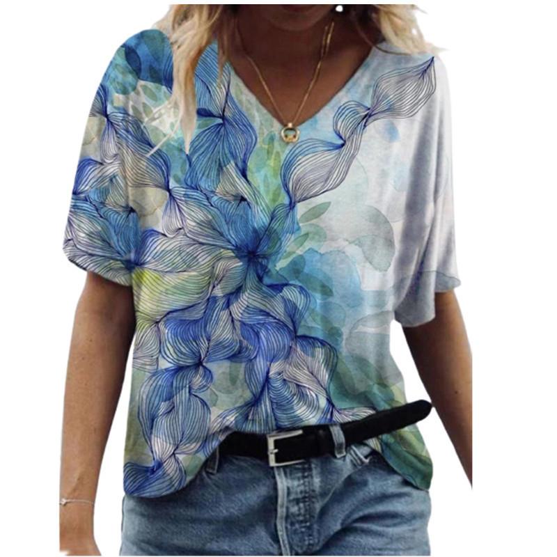 3D stereoscopic printed mermaid flower pattern women s T-shirt, casual streetwear, round-neck T-shirt, summer clothing S белый