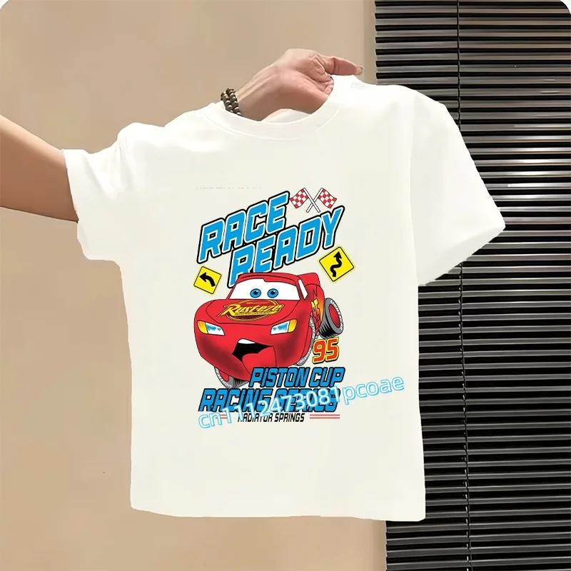 2026 Cars of the Universe Children's Pure Cotton Short-Sleeved Boys' Sports Shirt Girls' Casual Top Cartoon Print Summer T-Shirt