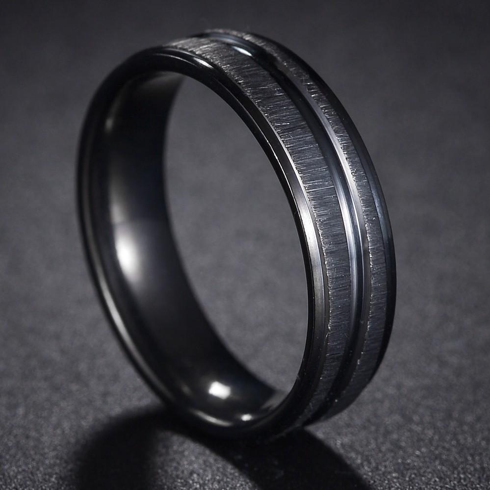 Fede in Tungsteno Nero Anelli Punk Trama d'Acciaio per Uomo Donna Scanalatura Fibra di Carbonio Anello alla Moda
