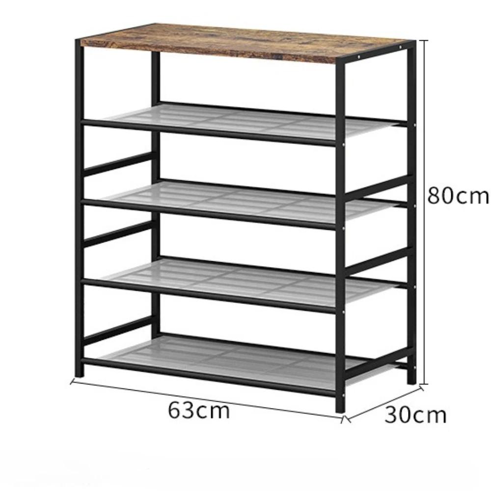 Metal Shoe Rack Multi-layer Simple Wood Shoe Cabinet Indoor Iron Shoe Rack Stable Non-wobbly Large Simple Dustproof Storage Rack