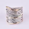Full Diamond Zirconia Wrapped Multi Layer Gold Two Tone Ring Elegant Jewelry for Women