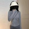 Women'S Summer Sportswear Quick-Drying Long-Sleeved Stand-Up Collar Running Tight-Fitting Sun Protection Top