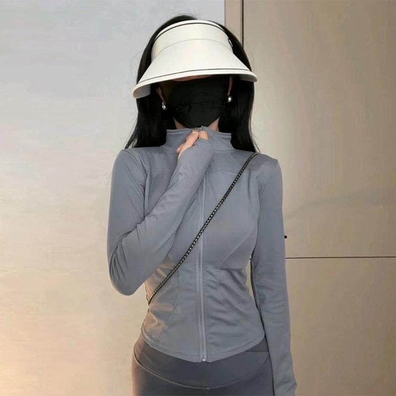 Women'S Summer Sportswear Quick-Drying Long-Sleeved Stand-Up Collar Running Tight-Fitting Sun Protection Top