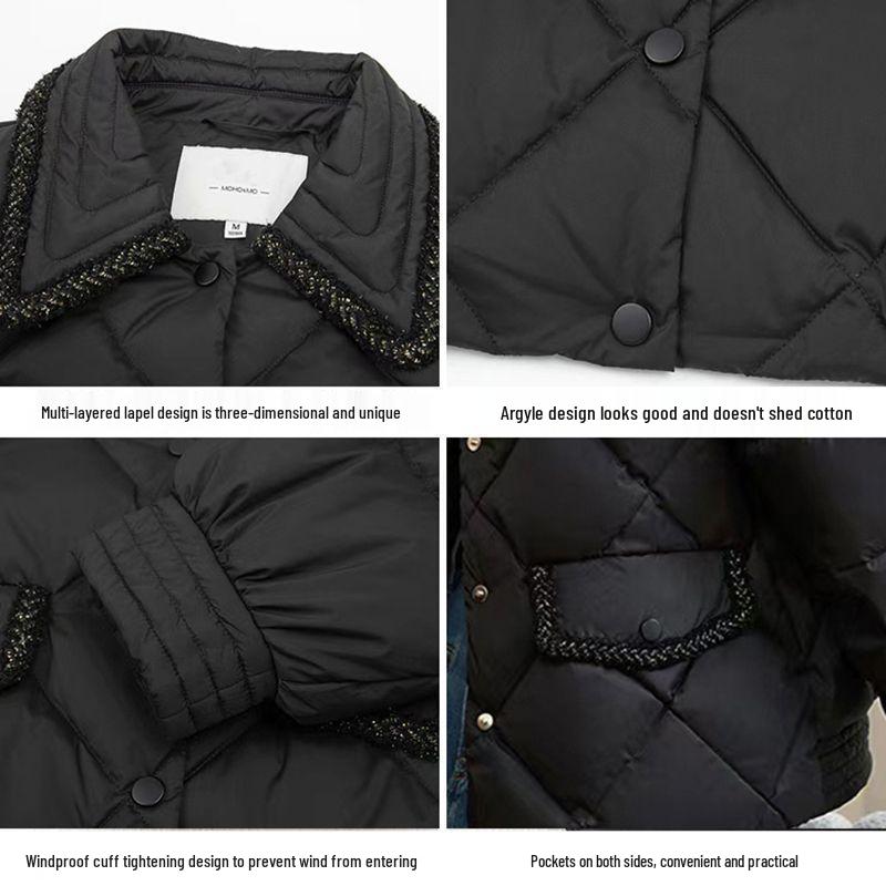 2025 Damen Petite Locker geschnittene Diamantgesteppte Daunenjacke - Lässiger Leichter Wintermantel