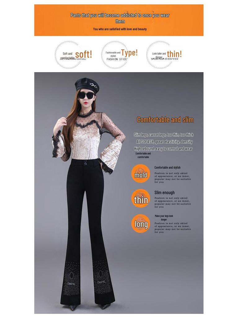 Women's High Waist Slim Fit Black Flared Pants - Spring/Summer 2023 Collection