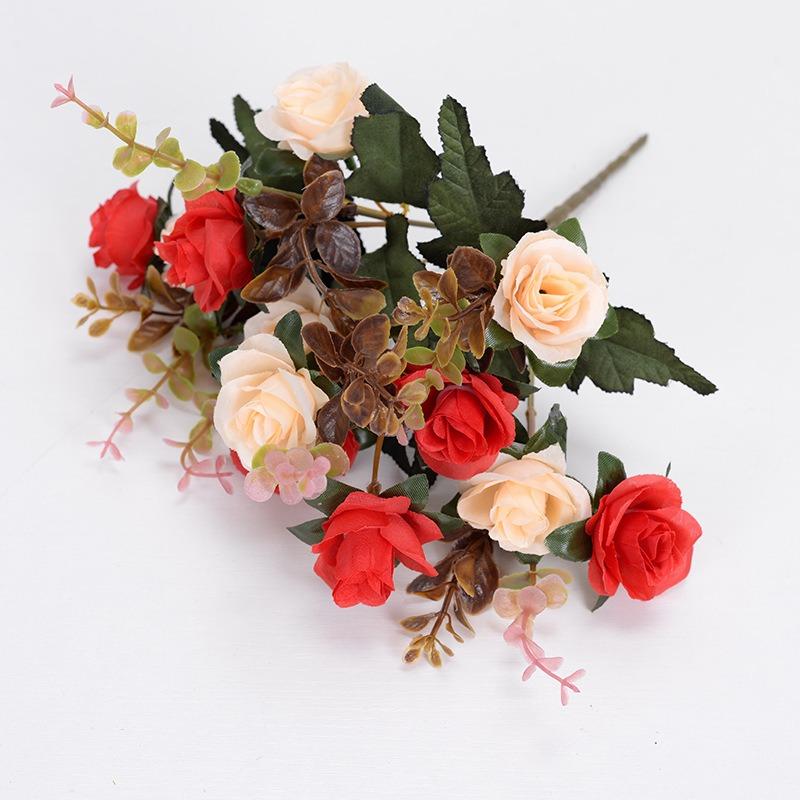 

Rose Artificial Flowers 12Heads 33cm Fake Flowers For Home Room Decor Wedding Marriage Decoration DIY Craft Garland Accessories красный