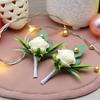 2 Pieces Artificial White Rose Boutonnieres - Elegant Fake Flowers Stay Pristine All Day, Secure Pins Included for Easy Attachment for Wedding