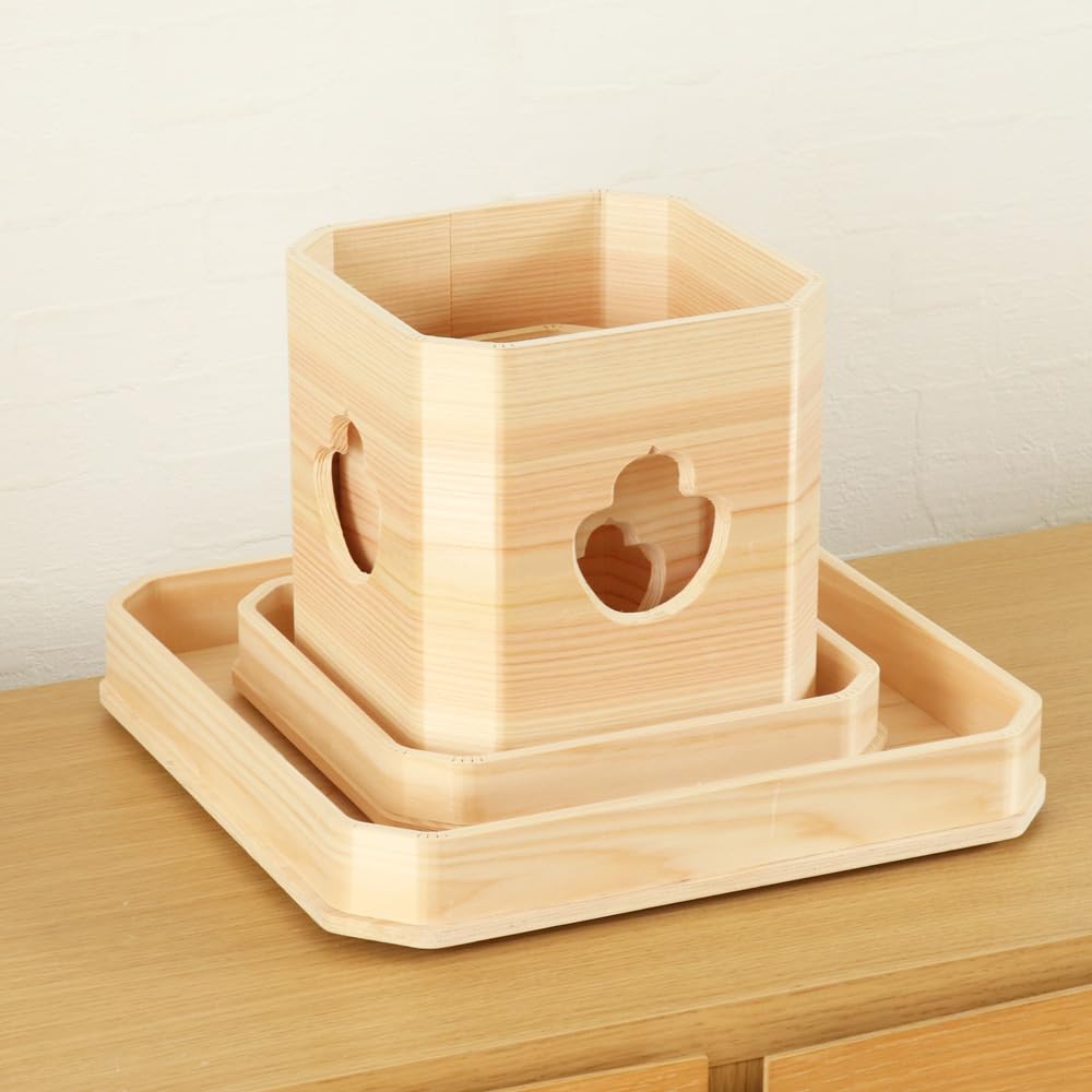 Namukumachan Kobo Sanpo (3-pole Stand), 9 inches (27.5cm wide x 20.5cm high), made of Japanese cypress, perfect for Shinto altars, offerings, and