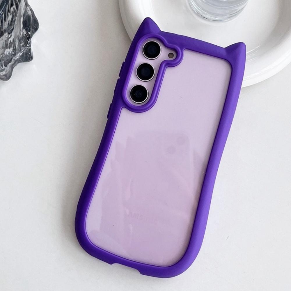 

Cute Cat Ears Transparent Case for Samsung Galaxy S26 Ultra S25 S24 S23 Candy Soft Silicone Bumper Clear Shockproof Case Cover For Sumsung S23