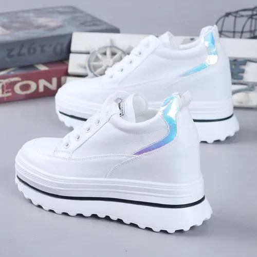 

Модная обувь женская 2024 весна-осень белая обувь женская толстая подошва увеличенная 8 см все сочетающиеся повседневные кроссовки женские 34