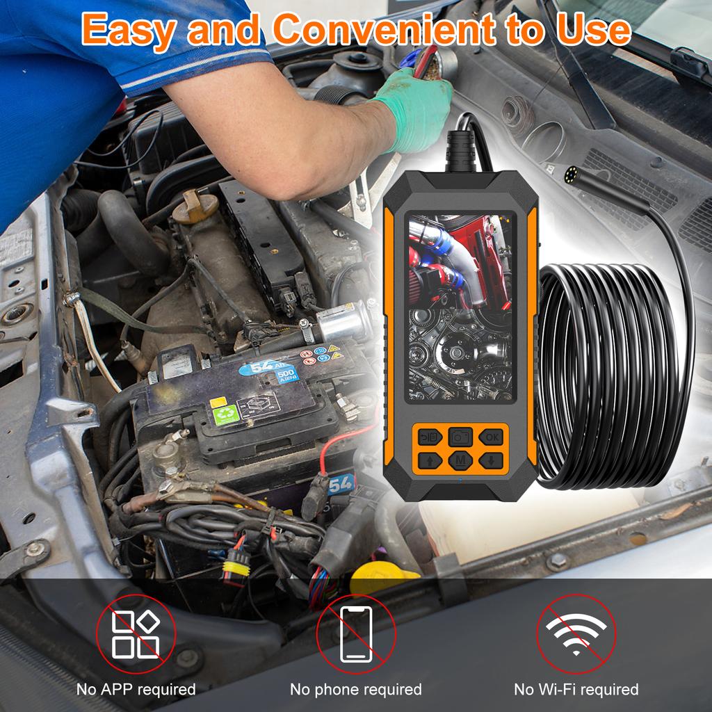 Industrial Endoscope, 1080P HD Borescope Tools with 4.5  IPS Screen and 8 Adjustable LED Lights, Endoscope with 33FT