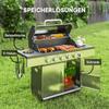 Gas Grill 8500BTU Grill Cart Incl. 6 Stainless Steel Burners, Thermometer, Pressure Regulator, 143 X 55 X 110 Cm, Silver