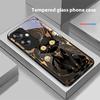 Schwarze Goldkatze für Oppo A79 5G 58 78 74 60 4G Reno 11F Realme GT 6 11 Note 50 10 C55 X2 Hartglas Schwarze Handyhülle
